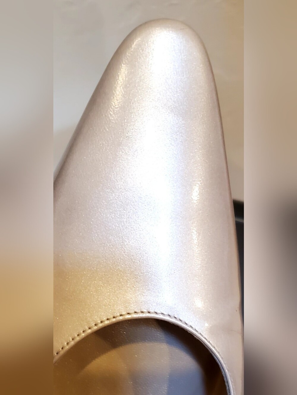 Stuart Weitzman Nude (Champahne Gold) Leather Pointed-Toe Pumps - Picture 13 of 13